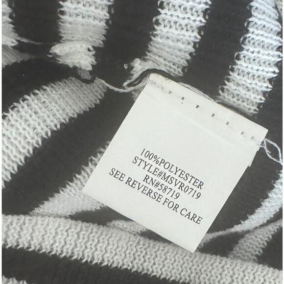 Notations Small Button Front Cardigan Sweater White Black Polyester - Picture 4 of 8